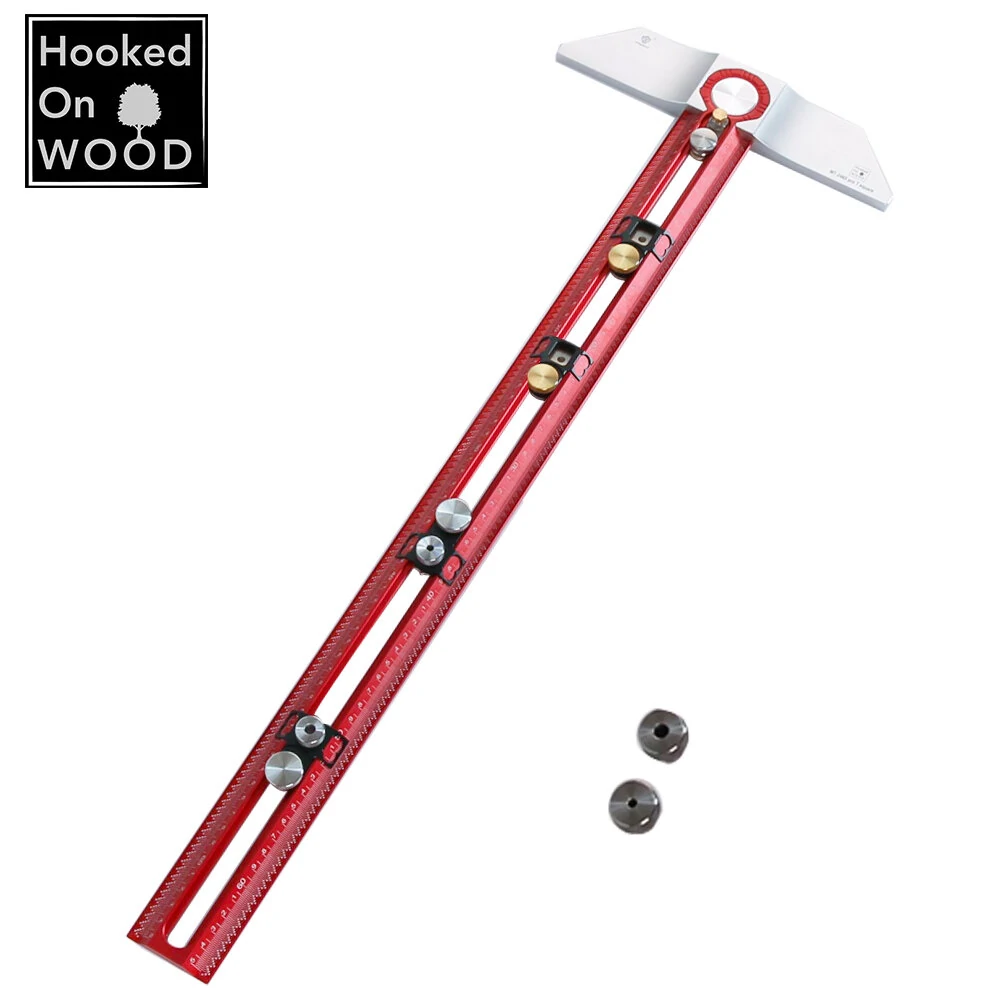 (image for) HONGDUI Hooked On Wood MT-2465 PRO Scriber Marking T Square Ruler Aluminum Alloy Hole Positioning Marking Gauge